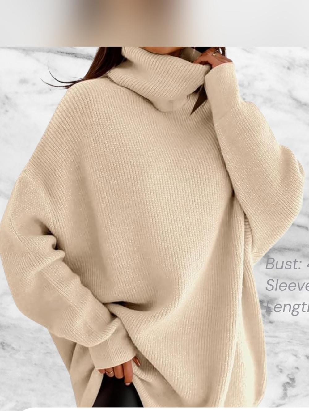 Oversized Cream Turtleneck Sweater - Cozy Women's Knit